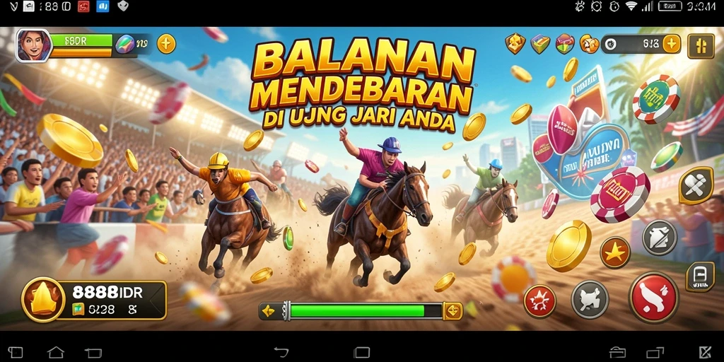 Screenshot utama 888IDR menunjukkan aksi balapan yang seru.