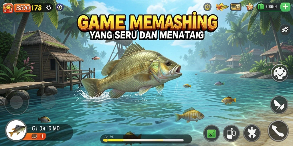 Screenshot gameplay yang menampilkan aksi memancing dalam <strong>BRO178</strong>.