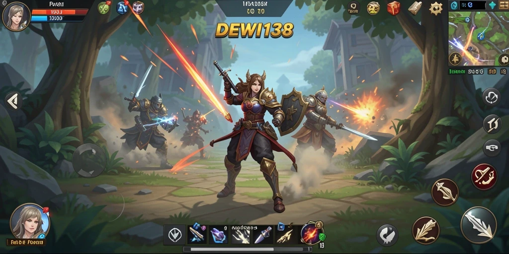 Tampilan gameplay mendebarkan dari DEWI138 menunjukkan strategi dan pertempuran.
