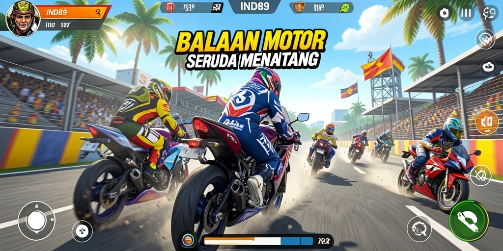 Gameplay seru balapan motor dengan grafik memukau.