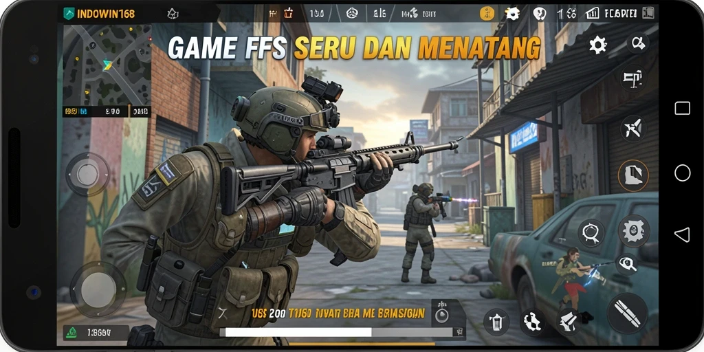 Tampilan gameplay INDOWIN168 yang intens dan mendebarkan saat bertempur di medan perang.