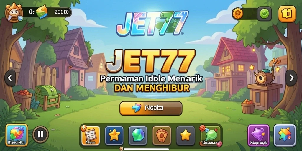 Tampilan screenshot gameplay JET77 yang menampilkan karakter yang mengumpulkan sumber daya.