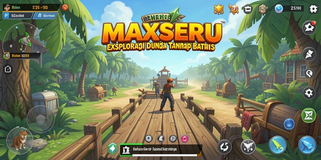 Tangkapan layar gameplay MAXSERU dengan eksplorasi dunia yang luas.