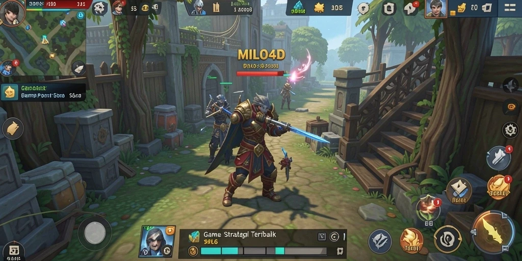 Tangkapan layar utama MILO4D menampilkan strategi dan pertarungan epik dalam gameplay SLG.