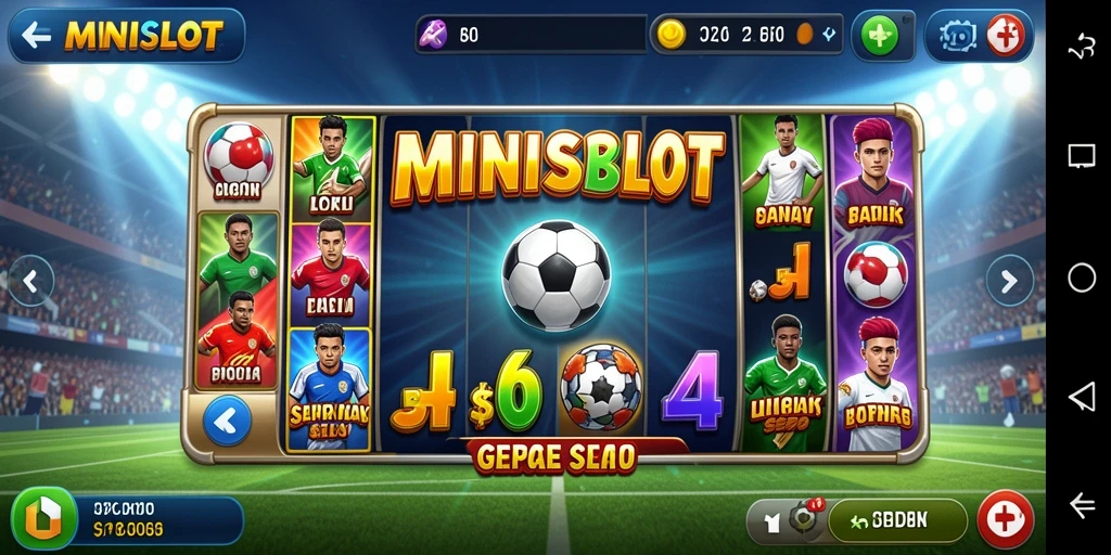 Tampilan gameplay seru dengan elemen sepak bola.