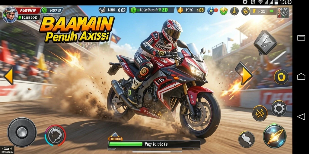 Tampilan gameplay balap motor yang mendebarkan di PLAYWIN.