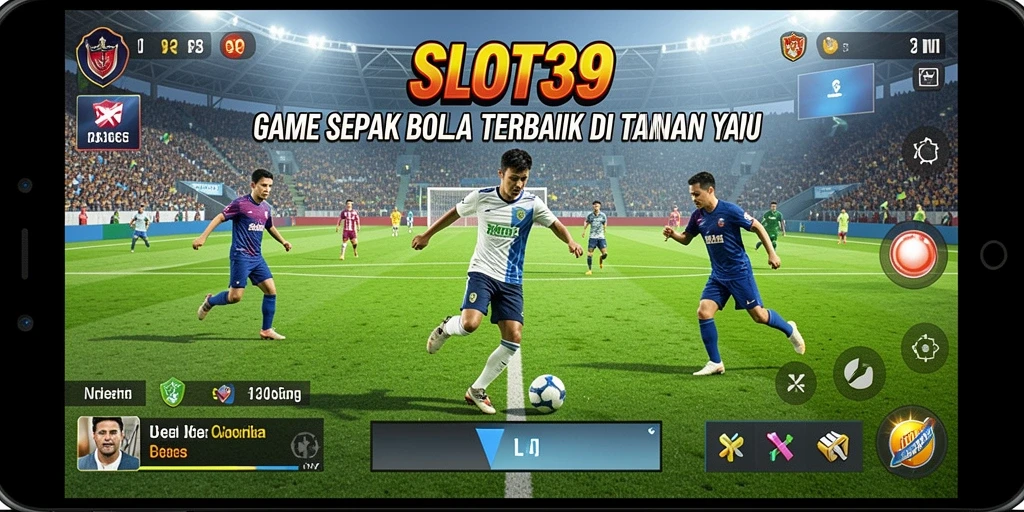 Gameplay SLOT39 menampilkan aksi seru di lapangan sepak bola.