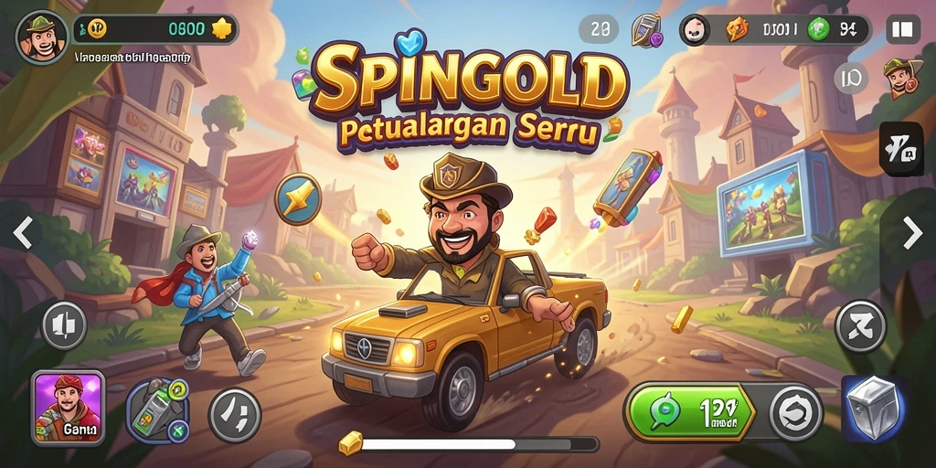 Screenshot utama SPINGOLD menampilkan aksi seru gameplay arcade yang menantang.