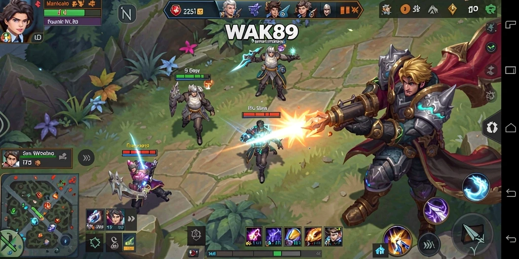 Tangkapan layar WAK89 menampilkan aksi tempur seru di arena MOBA.