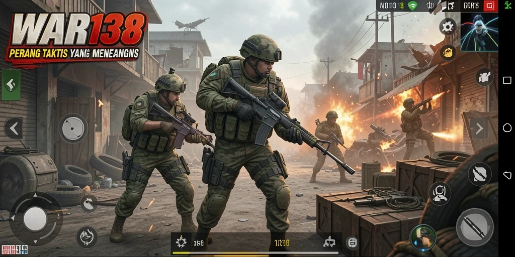 Tampilan gameplay WAR138 yang menegangkan dengan aksi tembak-menembak.