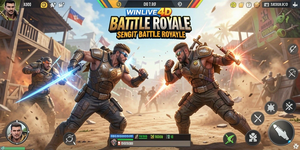 Tangkapan layar dari gameplay WINLIVE4D dengan aksi pertempuran yang mendebarkan.