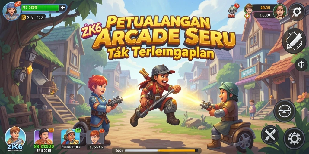 Tampilan gameplay ZK6 menunjukkan aksi seru dan rintangan menantang di dalam game Arcade.